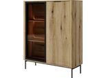 Vetrina: Due Ante, Colore Del Mobile: Legno Di Quercia, Gambe Nere