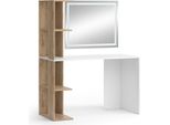 Vicco Tavolo Da Toeletta Tower, 122.2 Cm Con Specchio A Led, Bianco/Sonoma