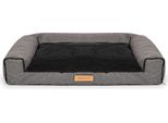 Letto Grande Per Cani, Divano Per Cani, Cuscino Per Cani, Cestino Lavabile - Colore Grigio E Nero A Coste - Tappetino Per Cani Taglia Xxl - 118X78 Cm