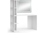 Vicco Tavolo Da Toeletta Tower, 122.2 Cm Con Specchio A Led, Bianco