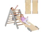 Costway Triangolo Di Arrampicata Con Rampa, Triangolo A Pioli Per Arrampicarsi E Scivolare, Per Bambini Da 1 Anno (Grigio)