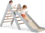 Costway Triangolo Di Arrampicata Con Scivolo, Triangolo A Pioli Per Scivolare E Arrampicarsi, Per Bambini Da 1 Anno (Grigio)