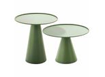Set Di 2 Tavolini Da Giardino Rotondi Verdi Cactus - Oviala Gomba