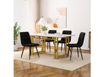 Set Da Pranzo Flieks 5 Pezzi, Gruppo Di Seduta Con 4 Sedie Imbottite, Tavolo Da Pranzo Con Sedie Da Pranzo, Tavolo Da Cucina Rettangolare, Sedia Da Cucina Con Rivestimento In Velluto, Nero