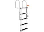 Vevor Scaletta Da Pontile 5 Gradini Retrattili Portata 159 Kg Scaletta Per Barche Da Pontone In Lega Di Alluminio Con Altezza Regolabile 1700-2005 Mm Gradino Largo 10 Cm Tappetino In Gomma Per Imbarco Su Barche/Mare/Piscina/Marino