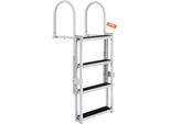 Vevor Scaletta Da Pontile 4 Gradini Retrattili Portata 159 Kg Scaletta Da Pontile In Lega Di Alluminio Con Altezza Regolabile 1400-1705 Mm Gradino Largo 10 Cm Per Imbarco Su Barche/Laghi/Piscine