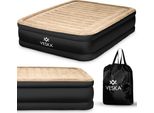 Materasso Gonfiabile Per Ospiti Letto Ad Aria Autogonfiante Con Pompa Elettrica, Letto Matrimoniale Materasso Ad Aria Con Sacco 2 Persone - 203X152X50Cm - Crema