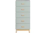 Cassettiera Mobili Rebecca Aloe 115X50X40 Mdf Pino Verde Acqua Marrone Scandinavo Da Montare