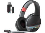Cuffie Da Gioco Nubwo, Cuffie Wireless, Stereo, BT5.3 + Cavo Wireless 2,4 G + 3,5 Mm, Cinghia Dinamica Da 50 Mm, Microfono, Nero + Rosso