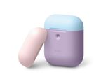 Custodia Di Ricarica Wireless Elago Duo Per Airpods 2 / Airpods 1 Corpo-Lavanda / Parte Superiore-Blu Pastello E Rosa Tenue