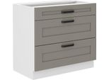 Armadietto Inferiore Con Cassetti Laili - Larghezza 80 Cm, Grigio Chiaro / Bianco
