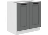 Armadietto Inferiore A Doppia Anta Laili - Larghezza 80 Cm, Grigio / Bianco