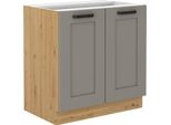 Armadietto Inferiore A Doppia Anta Laili - Larghezza 80 Cm, Grigio Chiaro / Rovere Artisan