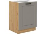Armadietto Inferiore Ad Anta Singola Laili - Larghezza 60 Cm, Grigio Chiaro / Rovere Artisan