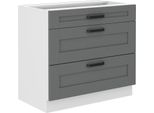 Armadietto Inferiore Con Cassetti Laili - Larghezza 80 Cm, Grigio / Bianco