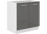 Armadietto Inferiore A Doppia Anta Saeed - Larghezza 80 Cm, Grigio / Bianco