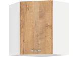 Armadietto Superiore Ad Angolo Sabrya - 58X58 Cm, Rovere Lefkas / Bianco
