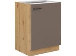 Armadietto Inferiore Ad Anta Singola Balija - Larghezza 60 Cm, Grigio Tartufo / Rovere Artisan