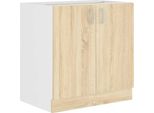 Armadietto Inferiore A Doppia Anta Sabrya - Larghezza 80 Cm, Rovere Sonoma / Bianco