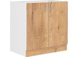Armadietto Per Lavello Sabrya - Larghezza 80 Cm, Rovere Lefkas / Bianco
