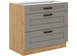 Armadietto Inferiore Con Cassetti Laili - Larghezza 80 Cm, Grigio Chiaro / Rovere Artisan