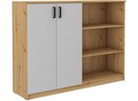 Armadietto Con Scansia Mabaka - Rovere Artisan / Grigio