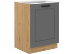 Armadietto Inferiore Ad Anta Singola Laili - Larghezza 60 Cm, Grigio / Rovere Artisan