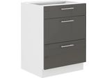 Armadietto Con Cassetti Lajla - Larghezza 60 Cm, Grigio / Bianco