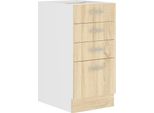 Armadietto Da Cucina Con Cassetti Sabrya - Larghezza 40 Cm, Rovere Sonoma / Bianco