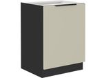 Mobiletto Inferiore Con Anta Singola Agafija - Larghezza 60 Cm, Cashmere / Nero