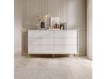 Cassettiera Larga Con Cassetti Misheel - Bianco / Oro