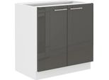 Armadietto Inferiore A Doppia Anta Lajla - Larghezza 80 Cm, Grigio / Bianco