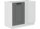 Armadietto Allungato Ad Angolo Laili - Larghezza 105 Cm, Grigio / Bianco