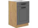 Armadietto Inferiore Con Cassetto Laili - Larghezza 50 Cm, Grigio / Rovere Artisan