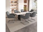 Set Di 6 Sedie Per Sala Da Pranzo Flieks, Sedia A Sbalzo Con Gambe In Metallo, Sedie Imbottite Sedia Da Cucina Sedie Da Lavoro, Pu, Grigio