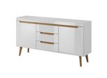 Grande Cassettiera Combinata Nathaniel - Bianco Lucido / Rovere Riviera