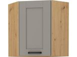 Armadietto Superiore Ad Angolo Laili - 60X60 Cm, Grigio Chiaro / Rovere Artisan