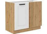 Armadietto Allungato Ad Angolo Laili - Larghezza 105 Cm, Bianco / Rovere Artisan