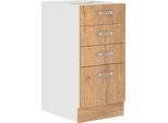 Armadietto Da Cucina Con Cassetti Sabrya - Larghezza 40 Cm, Rovere Lefkas / Bianco