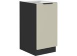 Mobiletto Inferiore Con Anta Singola Agafija - Larghezza 40 Cm, Cashmere / Nero