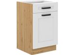 Armadietto Inferiore Con Cassetto Laili - Larghezza 50 Cm, Bianco / Rovere Artisan