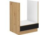 Armadietto Per Fornelli Malila - Larghezza 60 Cm, Nero / Rovere Artisan
