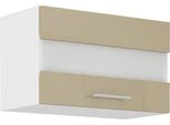 Armadietto Superiore Da Cucina Con Vetratura Lajla - Larghezza 60 Cm, Cappucino / Bianco