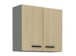 Armadietto Superiore Da Cucina Myriam - Larghezza 80 Cm, A Motivo / Antracite