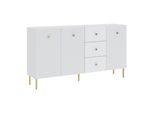 Cassettiera Combinata Larga Haskel 2 - Bianco + Oro
