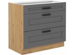 Armadietto Inferiore Con Cassetti Laili - Larghezza 80 Cm, Grigio / Rovere Artisan