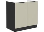 Mobile Lavabo Agafija - Larghezza 80 Cm, Cashmere / Nero