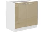 Armadietto Inferiore A Doppia Anta Lajla - Larghezza 80 Cm, Cappucino / Bianco