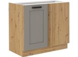 Armadietto Allungato Ad Angolo Laili - Larghezza 105 Cm, Grigio Chiaro / Rovere Artisan