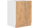 Armadietto Inferiore A Doppia Anta Sabrya - Larghezza 60 Cm, Rovere Lefkas / Bianco